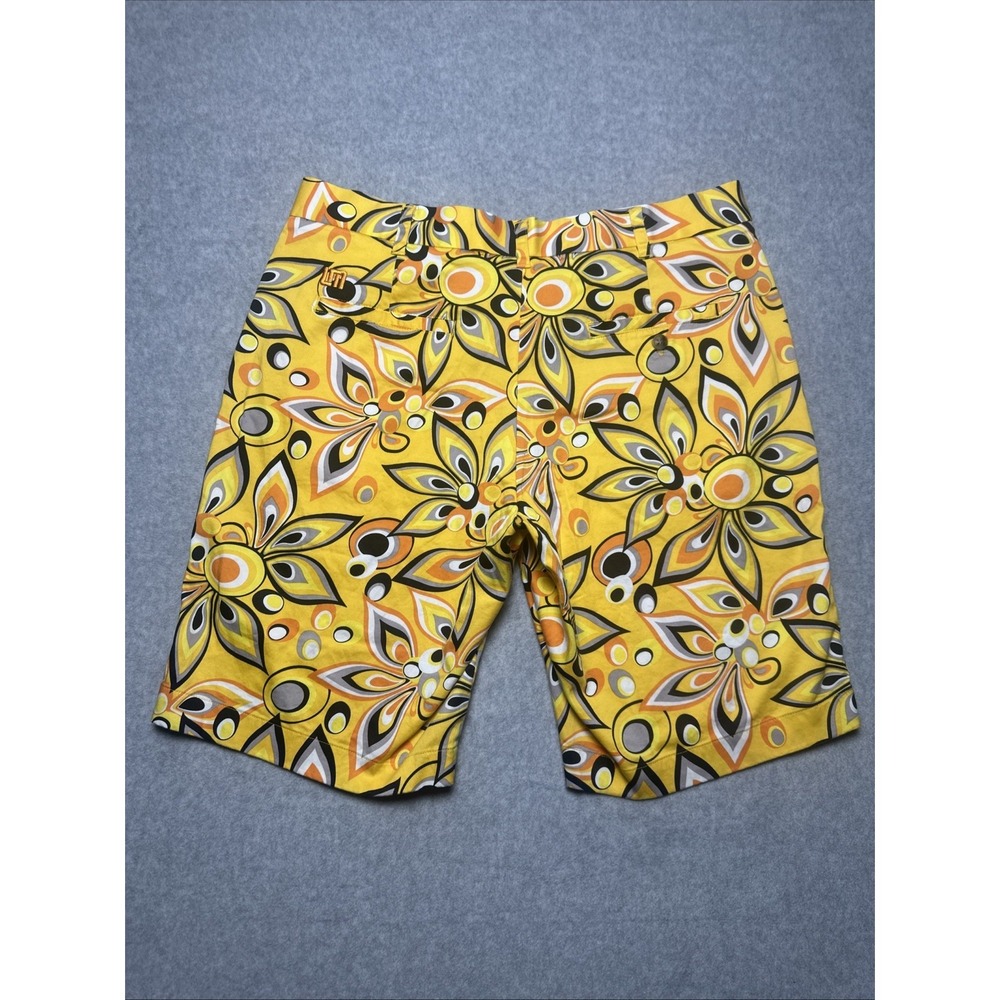 Loudmouth Golf Summer Shorts Men's Yellow White Black Floral Paisley Chino Sz 36